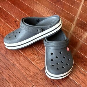 CROCS Kids Black Classic Clog with White Stripe